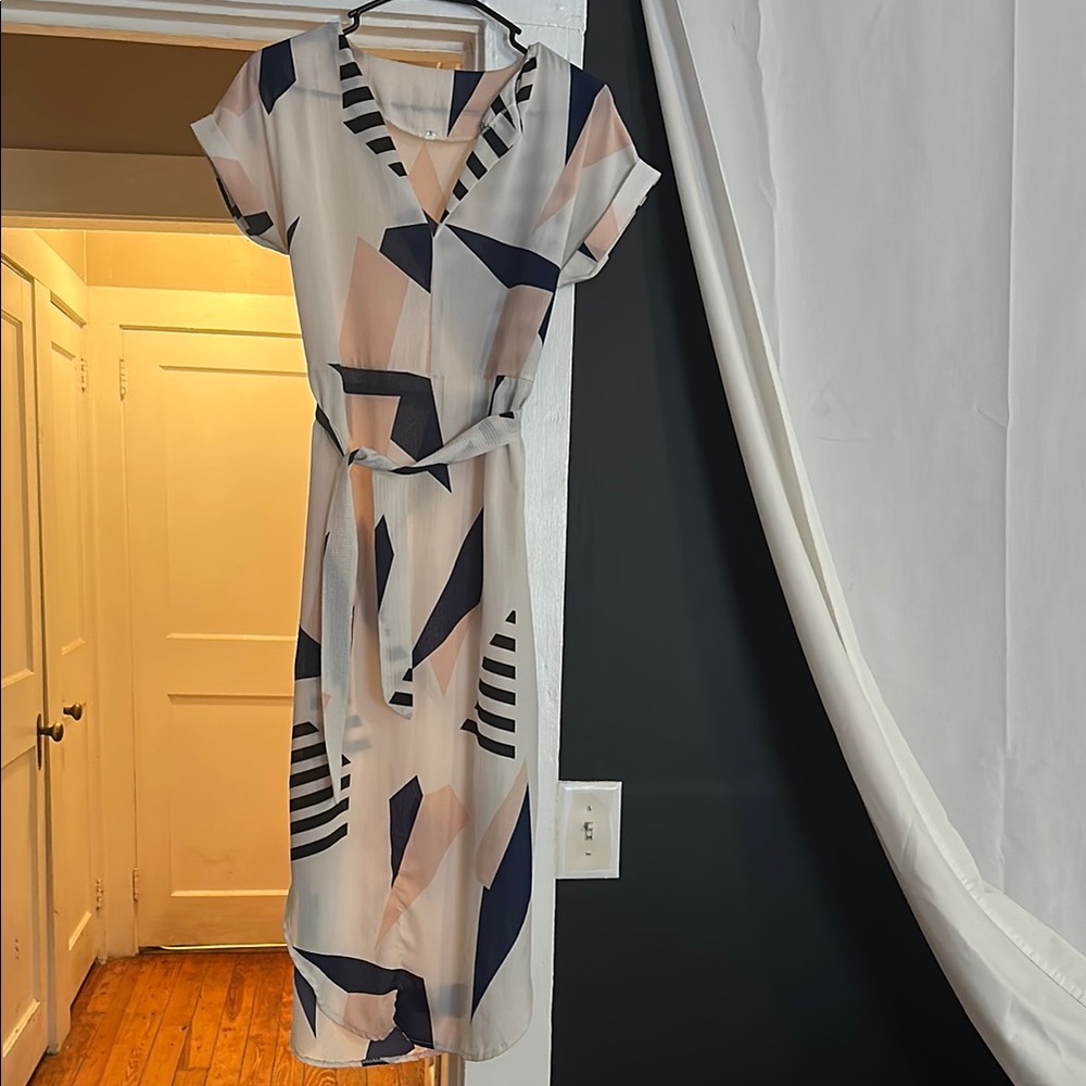 Geometric Print Midi Dress, S